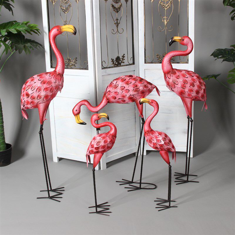 婚庆仿真铁艺火烈鸟森系婚庆道具庭院露台商场橱窗装饰品花园摆件
