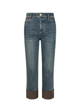 【时菲菲】商场同款春秋翻边直筒暖姜牛仔裤N138A43680