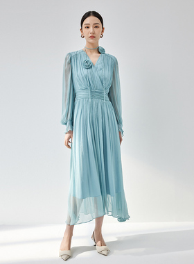 【时菲菲】商场同款春秋新品人丝高腰连衣裙N197A43237