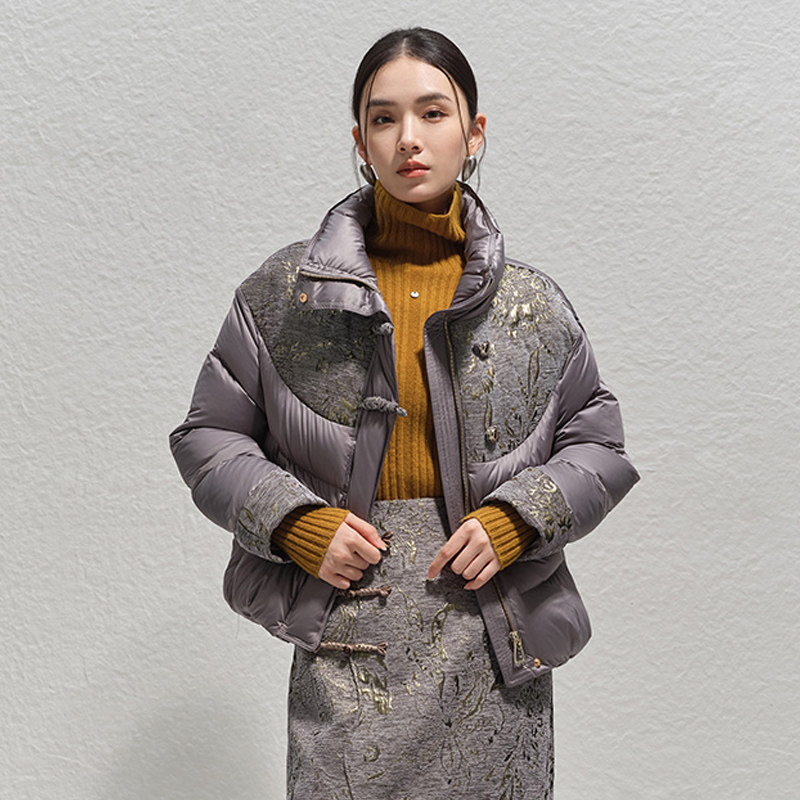 【时菲菲】商场同款冬季金丝雪尼尔提花鹅绒服N1010B44955