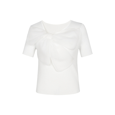 【时菲菲】商场同款夏季新品不对称V领蝴蝶结针织衫NDY4A42355