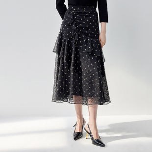 春秋新品 商场同款 浪漫波点半裙N167A43113 时菲菲