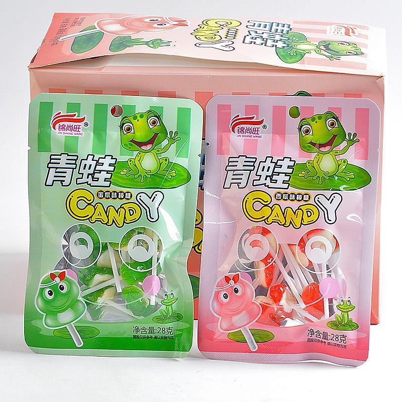 D正品锦尚旺青蛙棒棒糖西瓜蜜瓜味硬质糖果儿时怀旧趣味分享小零