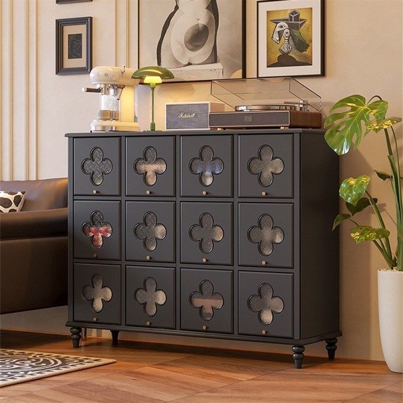 法式复古简约斗柜客厅极简小户型收纳柜J中古轻奢风靠墙玄关装饰