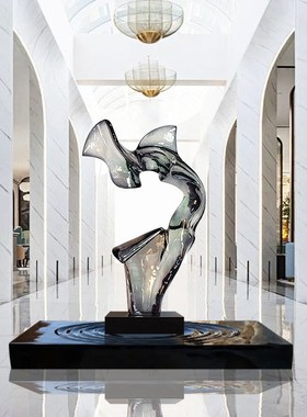 透明树脂抽象玄关摆件售楼部酒店落地雕塑电视P柜客厅家居软装饰