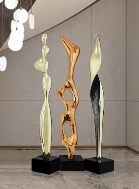 抽象人物雕塑轻奢高级q感客厅玄关落地瘦高款细长型艺术摆件工艺