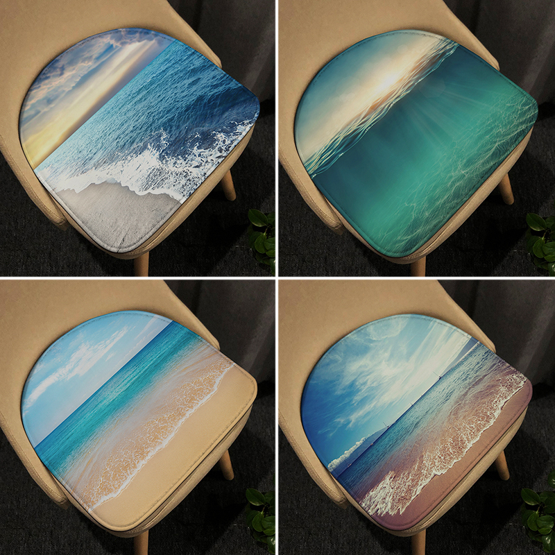 地中海马蹄形温莎椅垫家用餐椅坐垫 实木椅子座垫防滑皮椅垫子