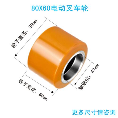 电动叉车轮子轮胎中力EP小金刚托盘车前轮全电动叉车承重轮80*60