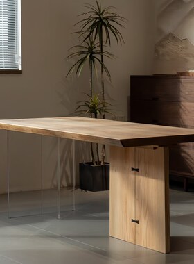 北美白蜡木实木餐桌去客厅化书桌原木茶桌大板桌创意长桌工作台