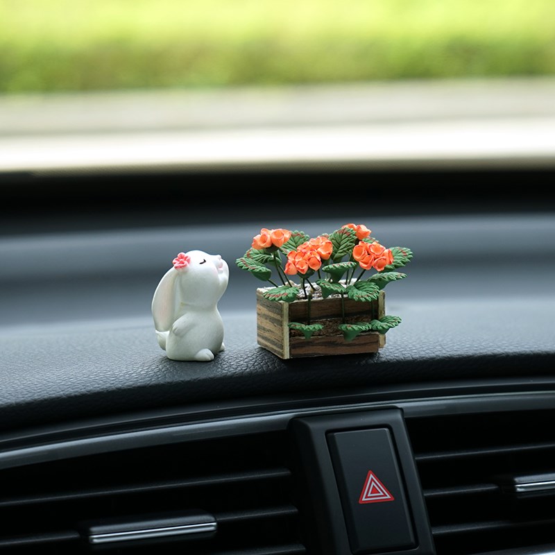 迷你木箱绣球花汽车小摆件手工精致陶土花朵车载车内装饰品女生
