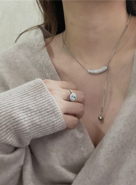 精致满钻锆石金属项链个性时尚简约百搭气质颈链锁Z骨链毛衣链