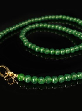 天然绿色玉髓轻奢小众流苏配饰国风O款毛衣项链厂家直供