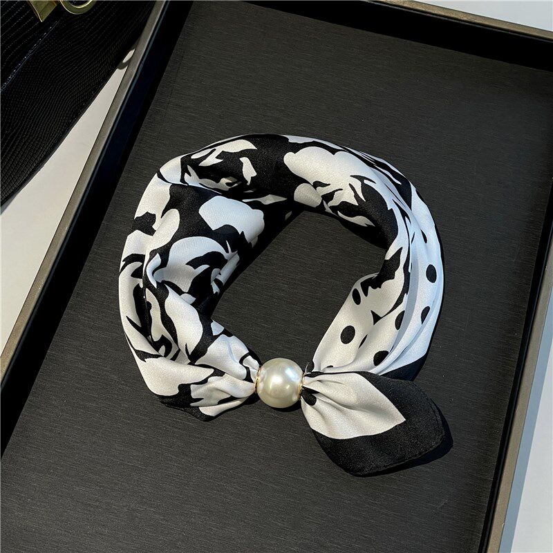 2025新款丝巾k珍珠项链磁吸扣懒人丝巾女吊坠围脖锁骨链丝巾