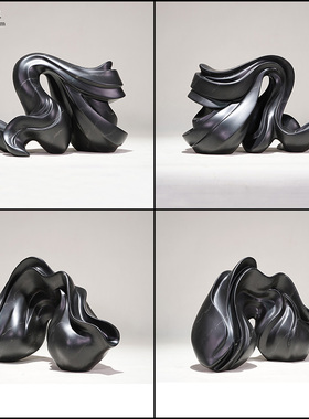 现代抽象艺术雕塑摆件别墅样板房客厅H摆设软装饰品酒店陈设品定