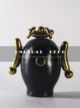 现代极简轻奢创意陶n瓷猪摆件客厅卧室儿童房卡通饰品样板房摆设