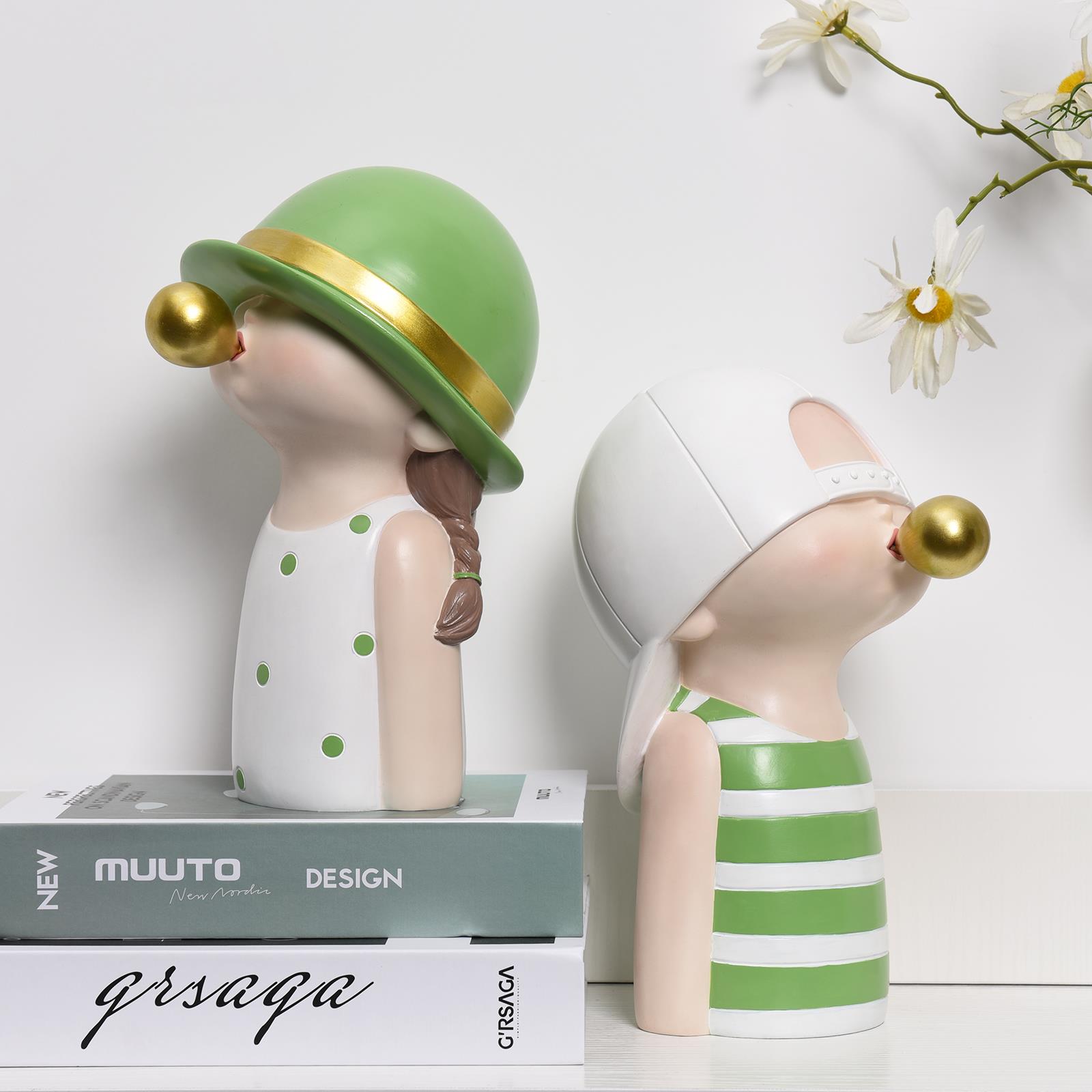 可爱泡泡女孩入户玄关摆件现代简约客厅电视柜酒柜装饰创意治愈系