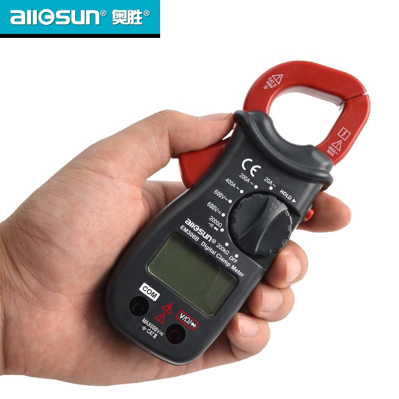 速发。奥胜数字电压表钳形表高精度数显袖珍M交直流万用表电流表