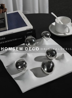 简约现代b冰川圆球几何立体摆件样板间办公会议室内书柜桌面软装