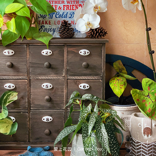 爱上花园园艺杂货露台家居装 饰摆件实木数字九宫格收纳盒