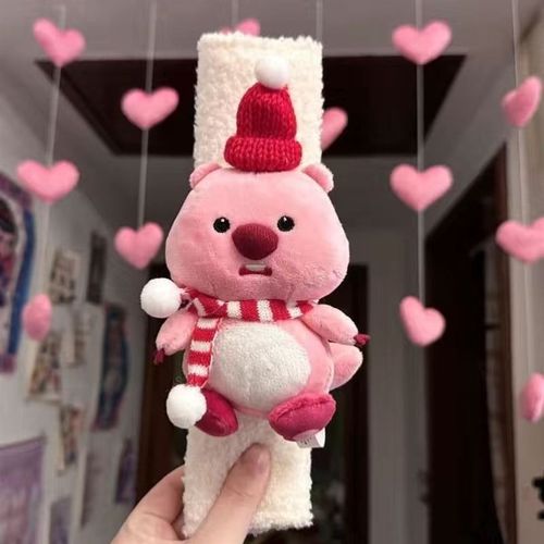 loopy小海狸汽车安全带护肩套护肩防磨衣服柔软女防勒脖装饰用品