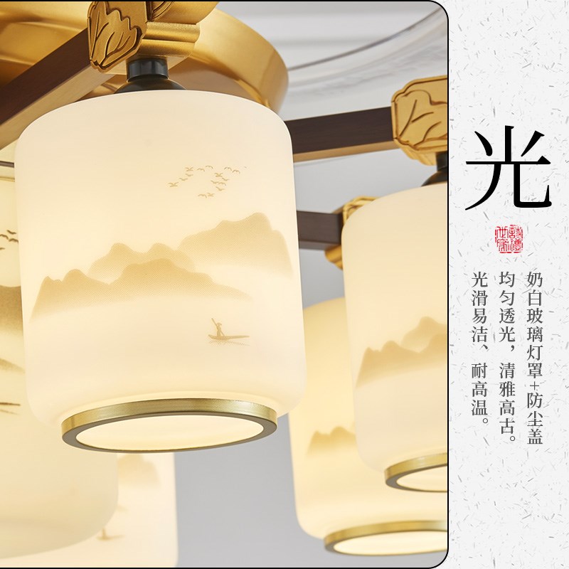 新中式吊灯客厅吊扇灯现代中式隐形一体吊扇灯中山灯具2025年新款