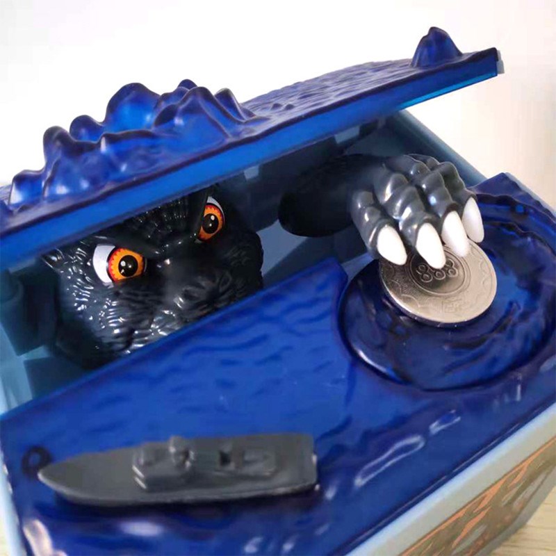 偷钱哥斯拉可爱h恐龙存钱罐创意男孩男生带灯光音效个性电动存钱