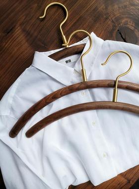 三思工坊实木黄铜晾衣架黑胡桃斯堪的纳维亚创意简约家居晾衣架高