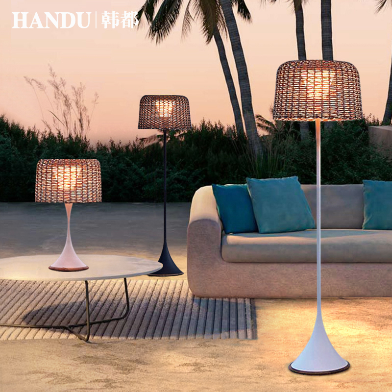 露台灯户外落地灯庭院造景布置草坪E灯户外院子装饰灯太阳能藤编