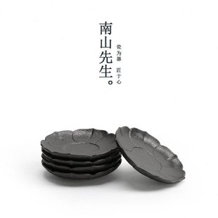 南山先生 黑陶绽莲杯垫 杯子隔热垫家居创意茶杯垫陶瓷茶道配件