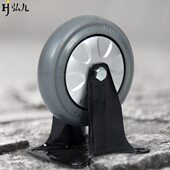 静音脚轮万向平板车轮 5寸轴承轱辘 加重固定手推车四轮4寸橡胶