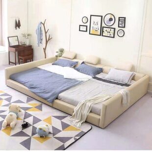 亲子大床二胎现代简约主卧超大双人三人拼接2 2米2 4皮床榻榻米床