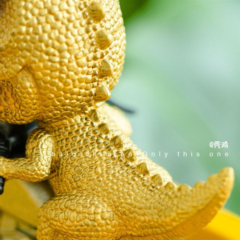 秃鸡!骑上我的小摩托~金色霸王龙骑摩托 惯性玩具 摆件