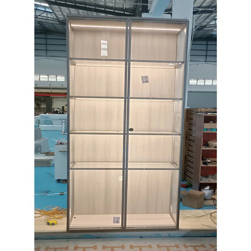 加装极简玻璃柜门酒柜书柜衣柜展示柜机械密码指纹带锁玻璃门定制