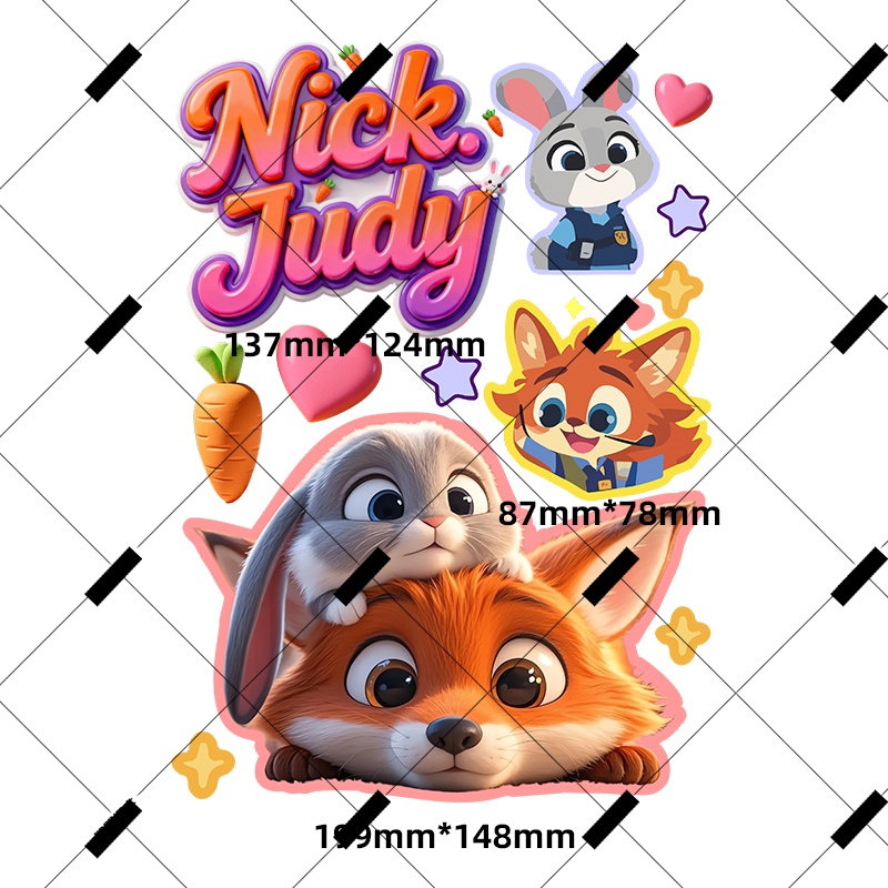 卡通动漫狐狸和兔子贴纸电动车装饰贴划痕遮挡贴纸可爱风格车身贴