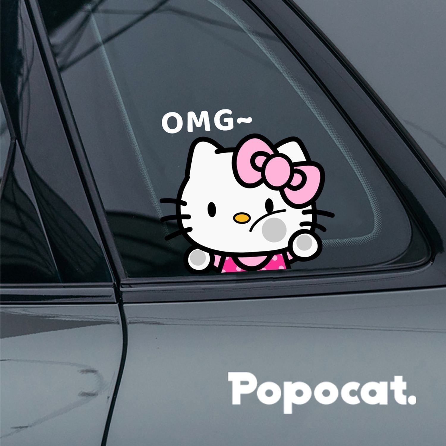 kitty汽车贴纸防水防晒三角窗贴遮挡划痕贴可爱卡通车窗装饰贴纸