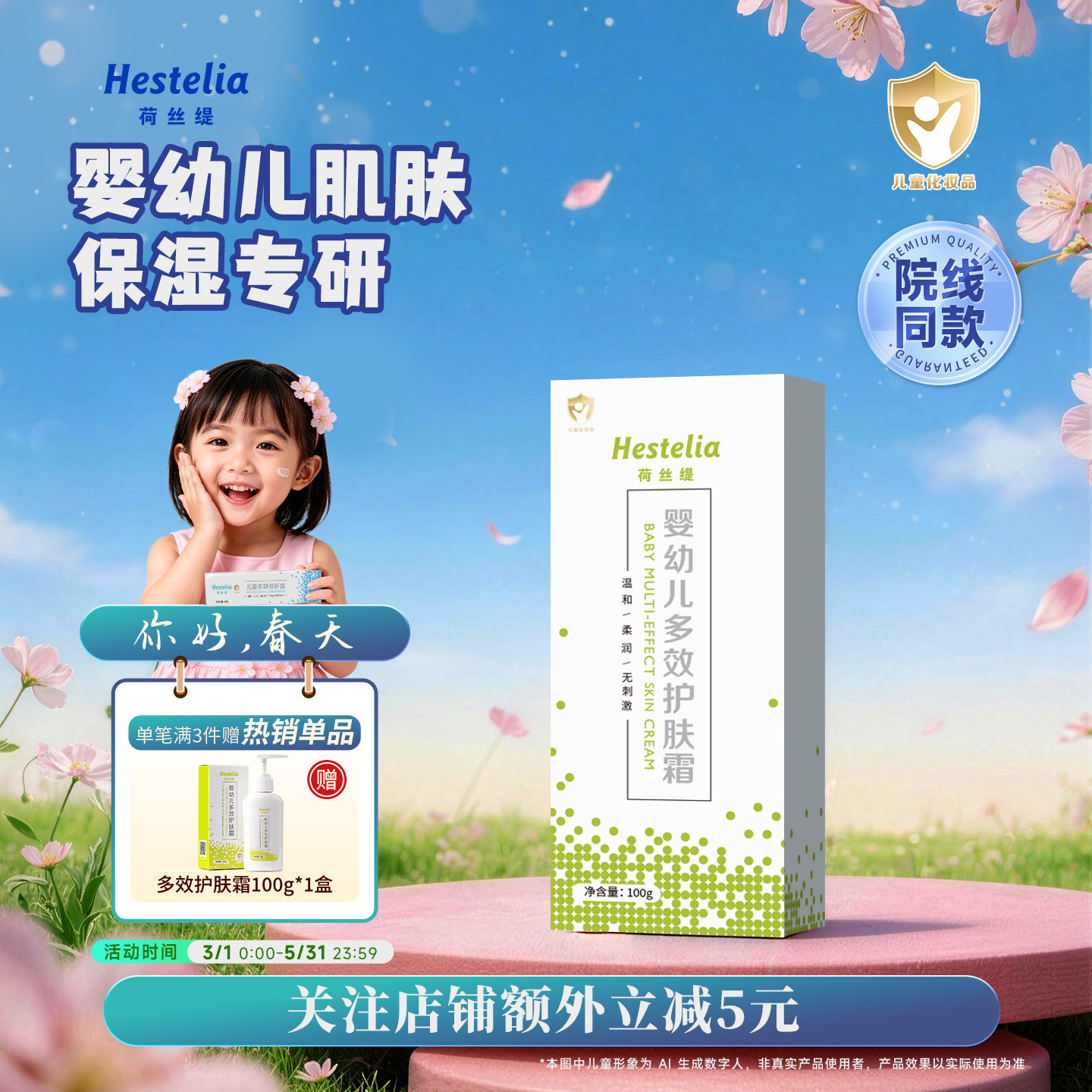 【品牌自营】Hestelia 荷丝缇 婴幼儿多效护肤霜100g 冬季保湿