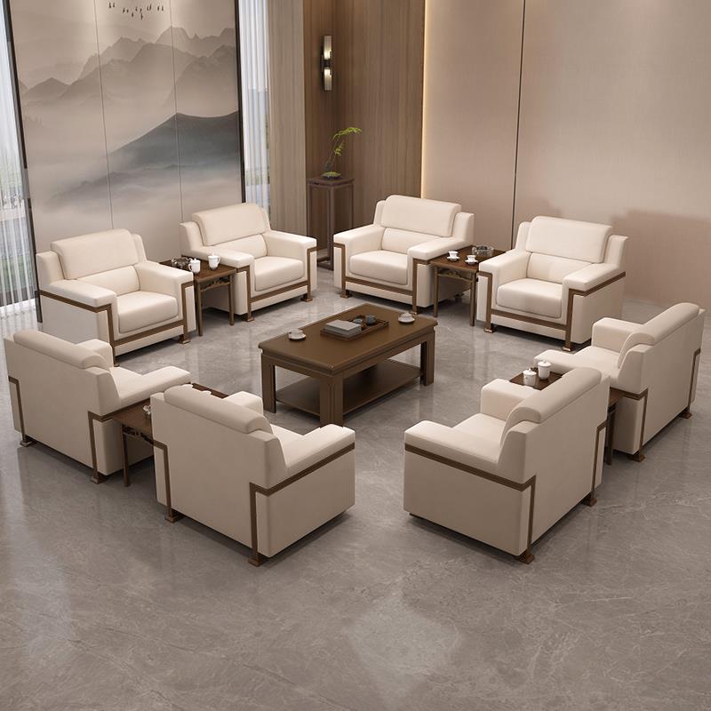 办公沙发商务会议室会客厅贵宾接待洽谈酒店大堂真皮单人沙发茶几