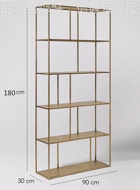 欧客XJ-18072简厅架铁艺北隔断置物架 约落地式多层卧室金色书收