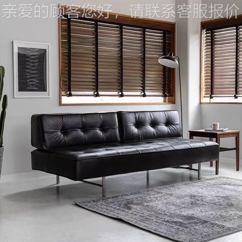 现代约欧无扶简手复沙发北客厅小直排复古户型直排古拉扣可躺黑色