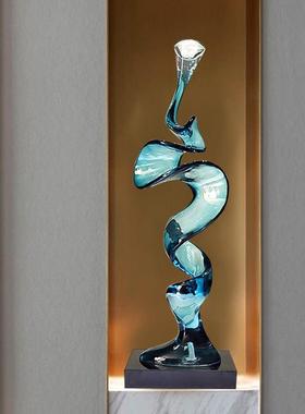 现代酒店抽象雕塑别墅客厅电视柜旁艺术摆件透明树脂软装饰工艺品