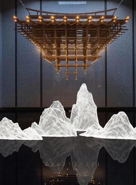 现代简约透明树脂假山雕塑摆件酒店样品屋展示中心别墅楼梯口软装