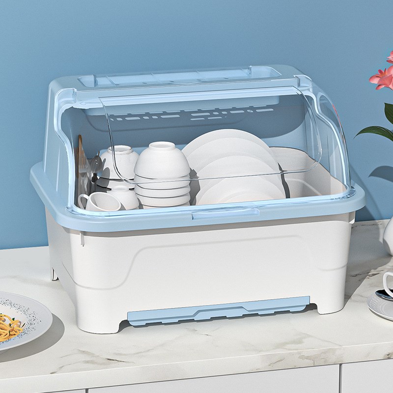 厨房碗柜家用碗筷收纳盒s带盖密封放碗盘餐具沥水碗碟塑料置物架