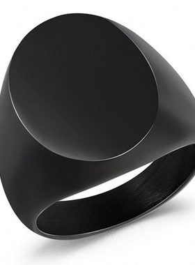 简约风格不锈钢素面抛光椭圆形团队戒指男士激光雕刻个性私人订制