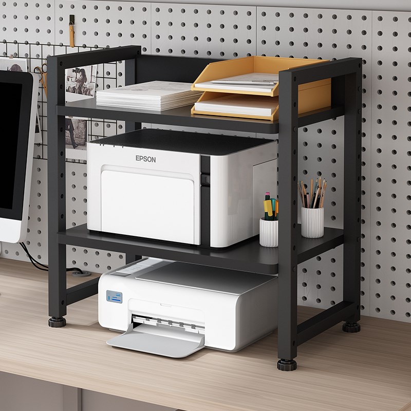 桌上二层可调层高打印机一体机置B物架多功能办公学习收纳整理支