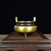 仿古纯铜三足双耳香炉宣德炉家居室内香薰摆件线香檀香炉