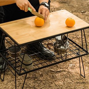 柯曼户外露营折叠野炊桌子野餐野营架子置物架便携式网桌铝板车载