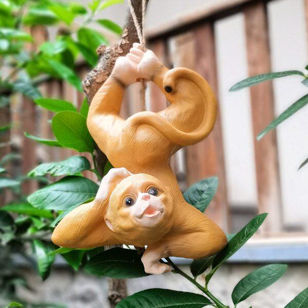 庭院户外树上挂件可爱小猴子挂饰装饰花园杂货卡通动物树脂吊饰