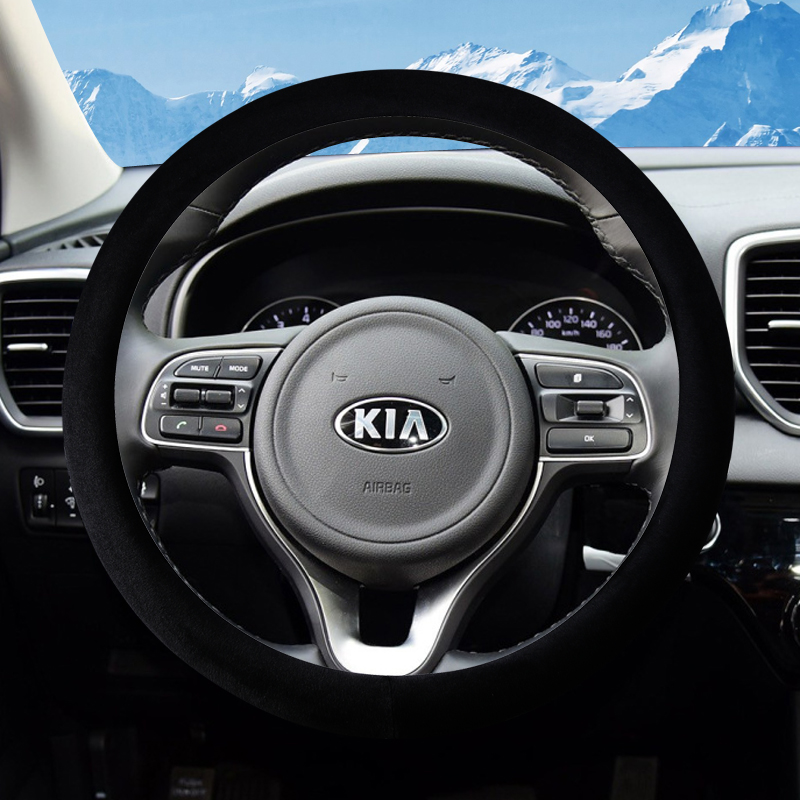 2021款起亚奕跑短绒方向盘w套冬季毛绒KX1冬天平绒女保暖汽车把套