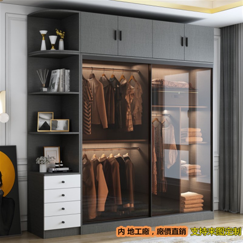 珠海中山澳门趟门推拉门衣柜现代玻璃衣柜衣柜工厂直销十五日起货