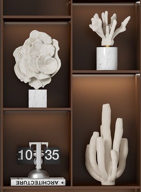 轻奢中古风书柜摆件客厅电视柜样板间高级感复古艺术小众软装饰品